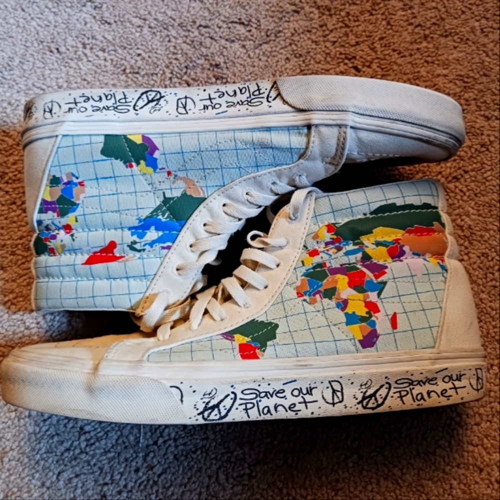 Earth Day Multicolored Hi Top Vans 🌏